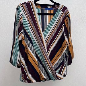 [Apt. 9] Multicolored wrap style blouse